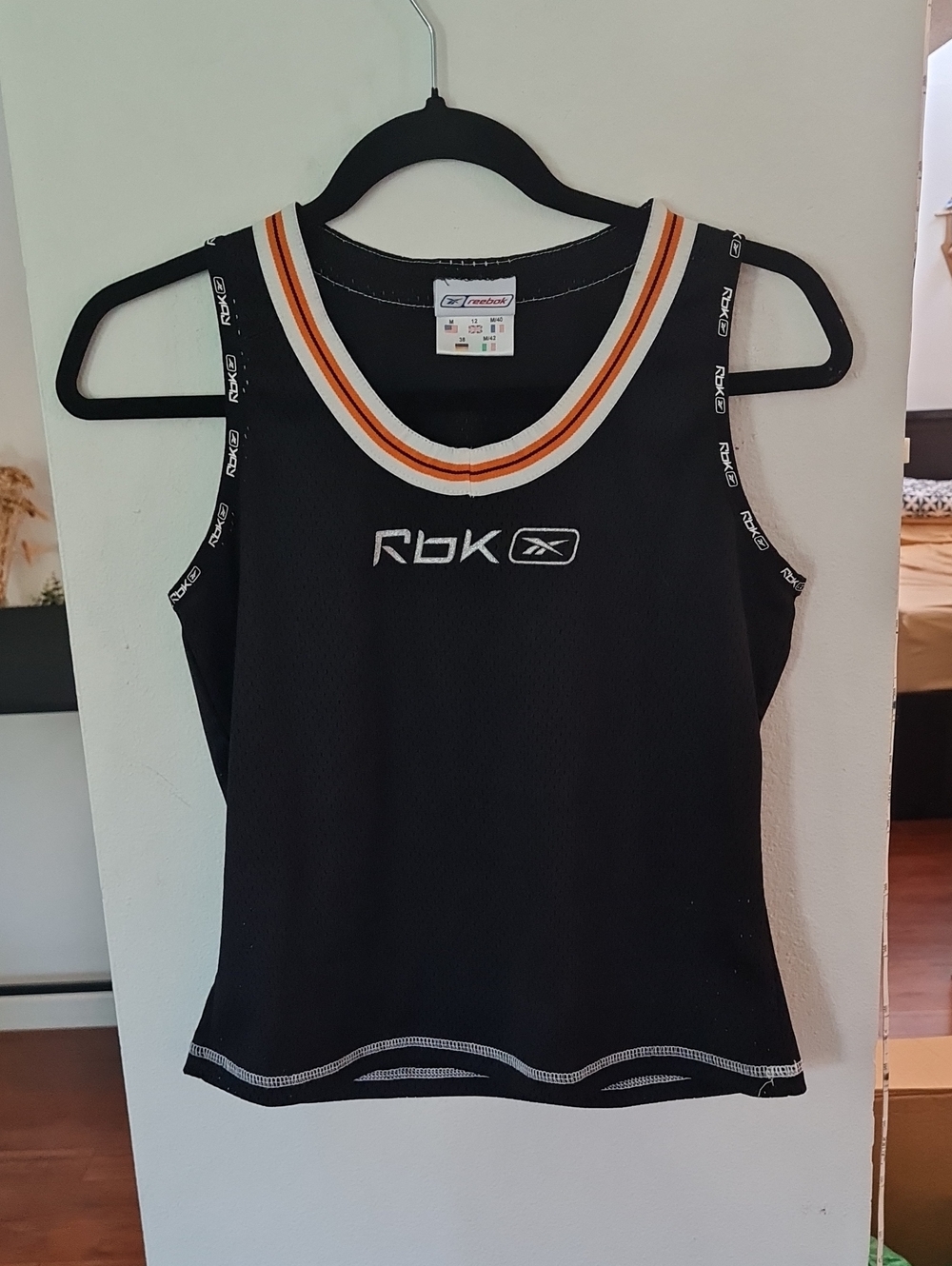 💥3for$15💥Reebok Black Tank with Orange and White Neck Trim